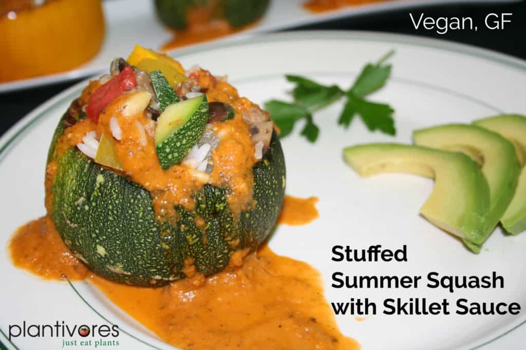 Stuffed Summer Squash with Skillet Sauce